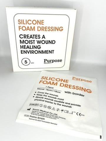 Purpose Select Silicone Foam Dressing w/ Border, Sacral, 5/Box
